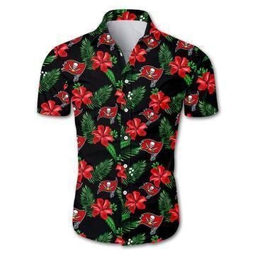 Buy Beach Shirt Tampa Bay Buccaneers Hawaiian 3D Shirt Floral Button Up Slim Fit Body- NFL