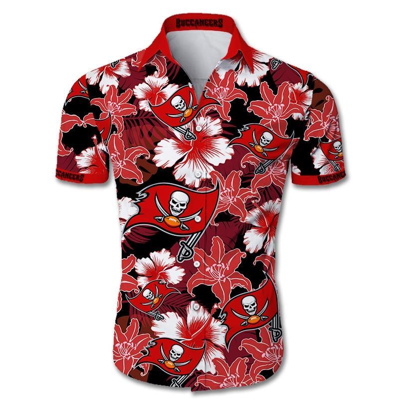 Buy Beach Shirt Tampa Bay Buccaneers Hawaiian 3D Shirt Tropical Flower Short Sleeve Slim Fit Body