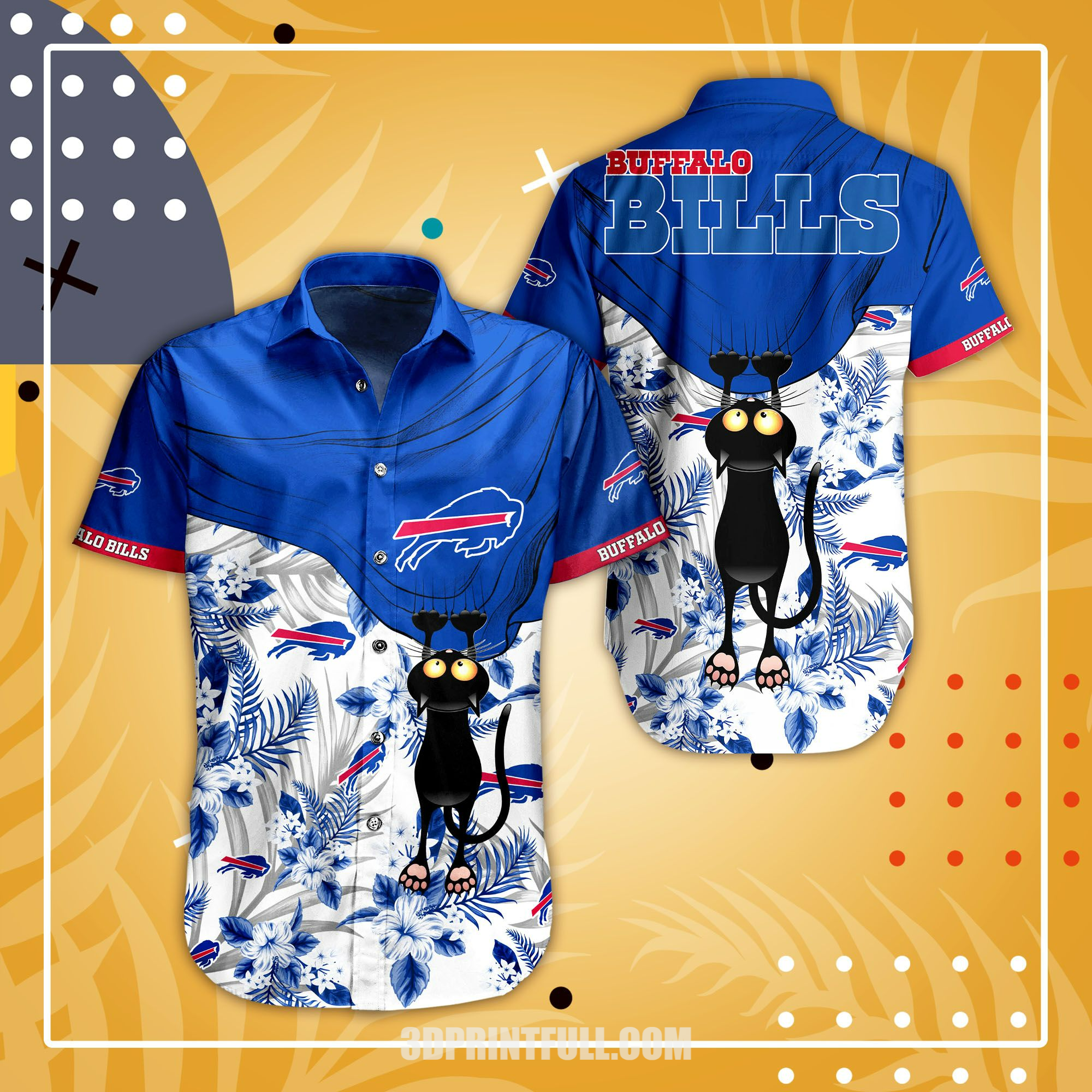 Buy Buffalo Bills Hawaiian Shirt N33 tropical flower with cat