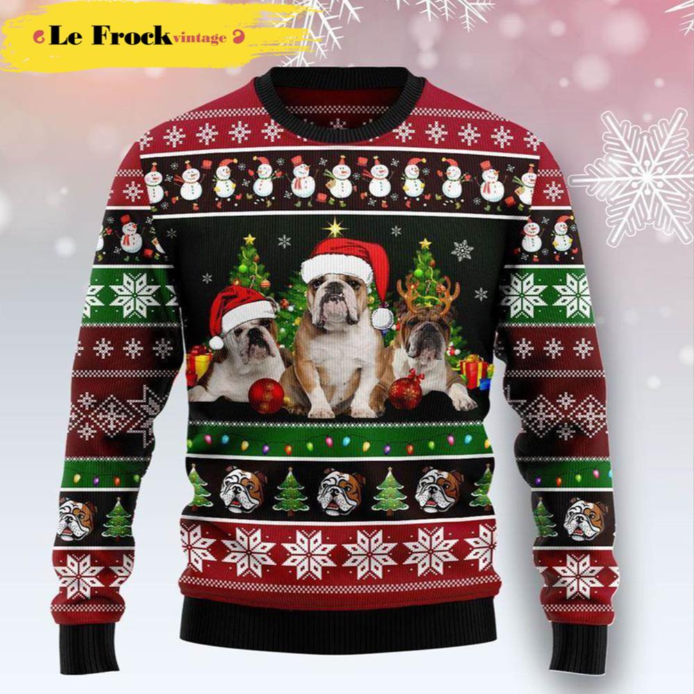 Buy Bulldog Group Beauty Dog Ugly Christmas Sweater - Travis Scott ...