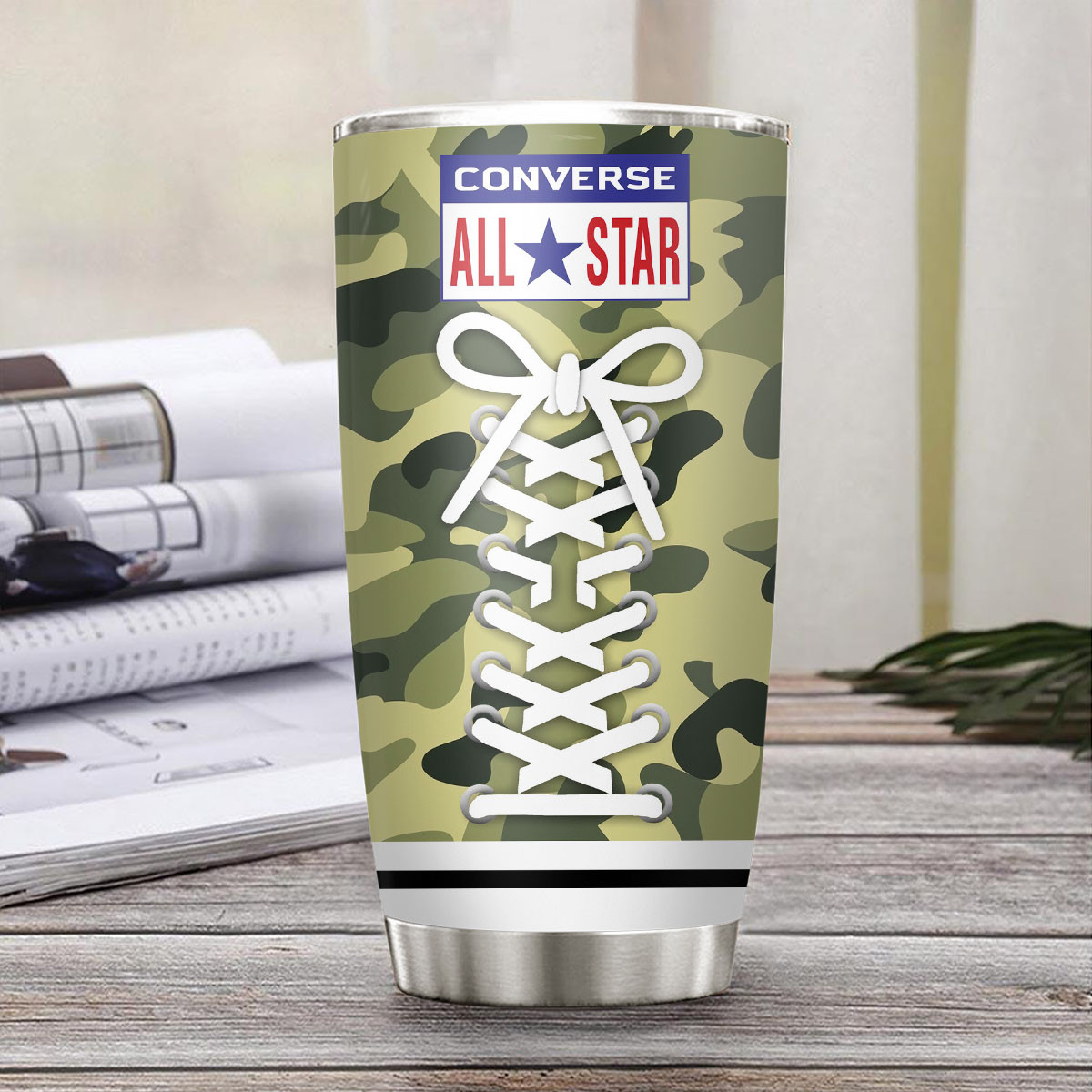 Buy Camo Converse Shoes Stainless Steel Tumbler - HomeFavo