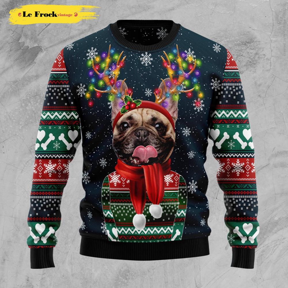 Buy Cool French Bulldog Dog Ugly Christmas Sweater For Men And Women ...