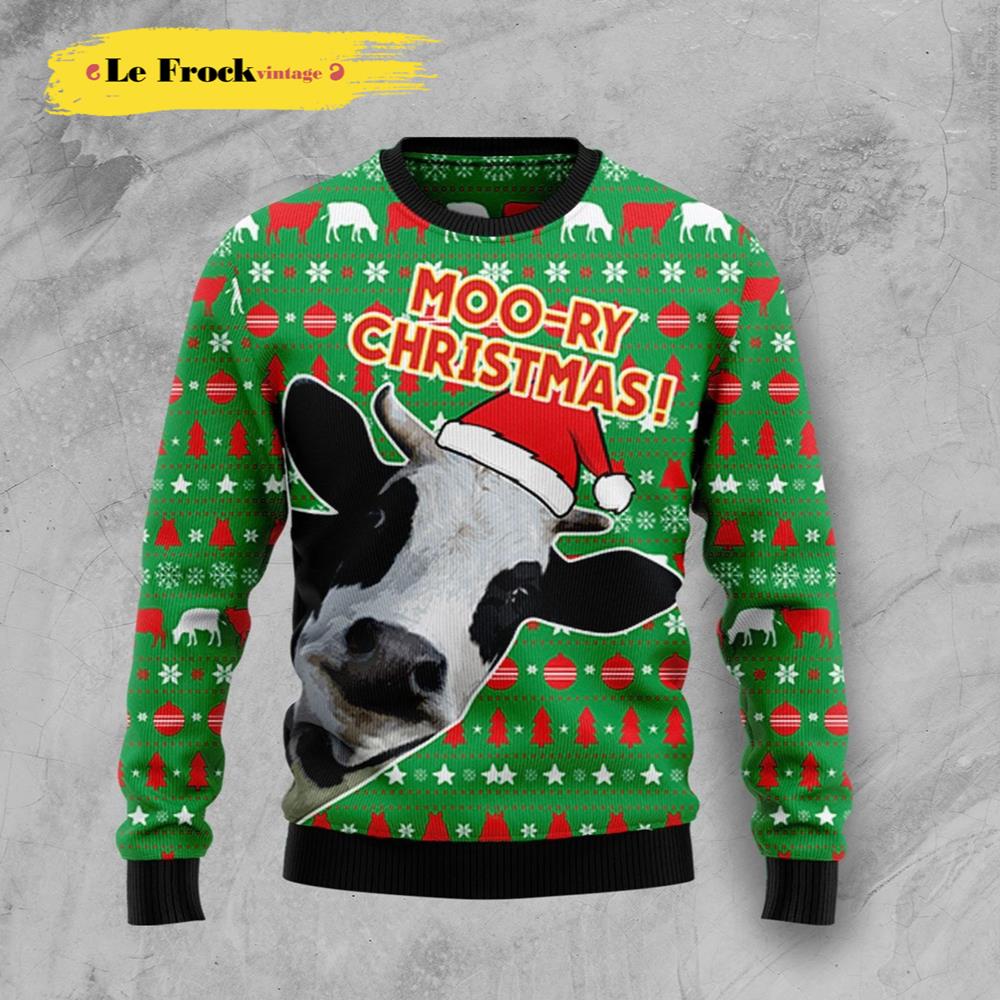 Buy Cow Moory Cute Ugly Christmas Sweater Unisex - Travis Scott Merch ...