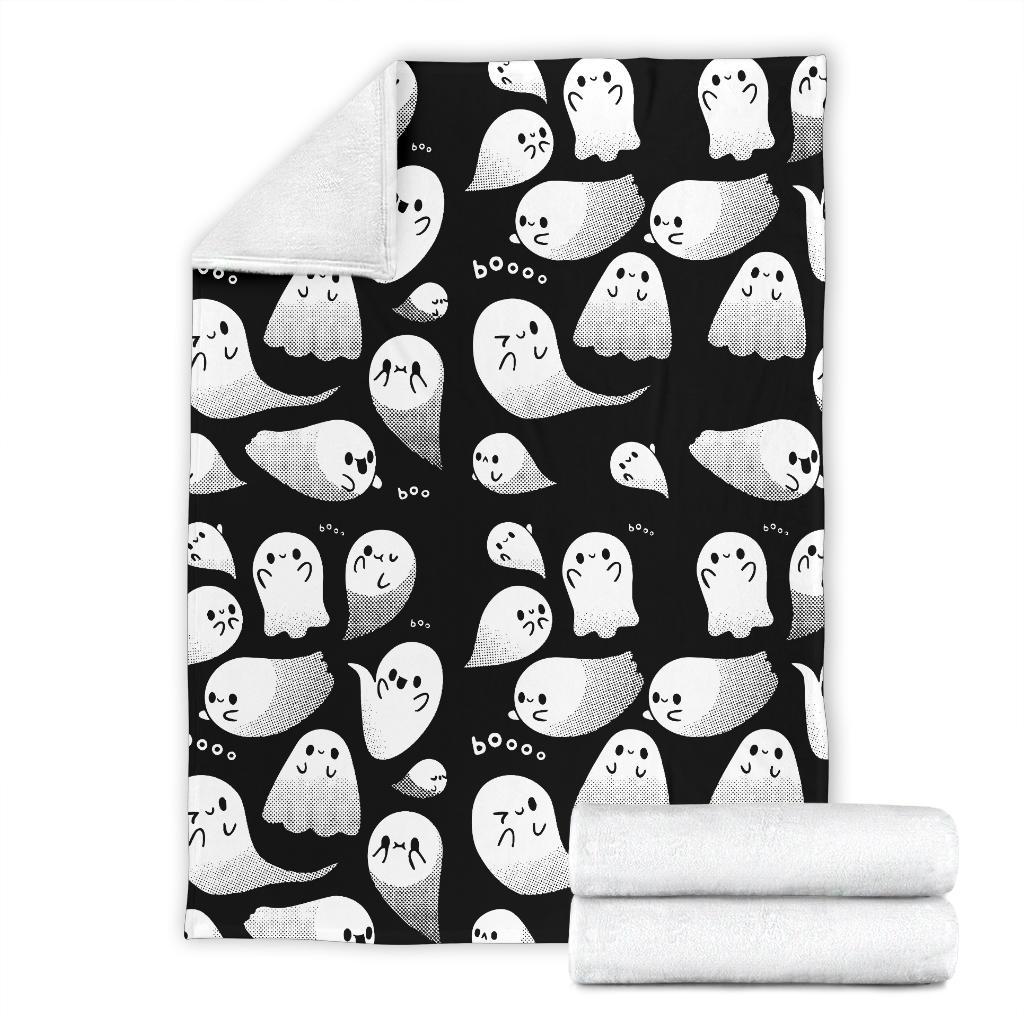 Buy Cute Ghost Sherpa Blanket Cozy Blanket Fleece Blanket - HomeFavo
