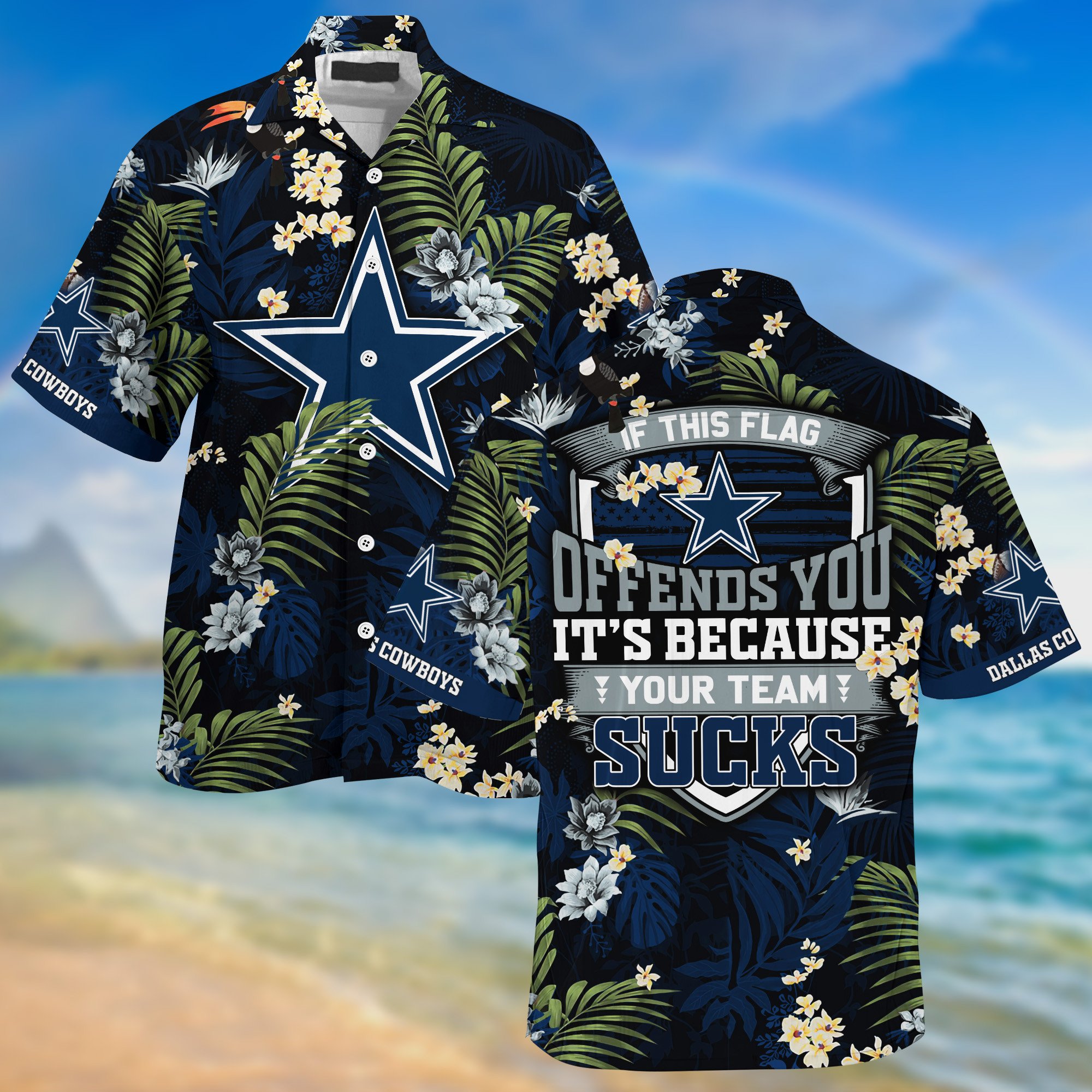 Buy Dallas Cowboys NFL Summer Hawaiian Shirt And Shorts With Tropical Patterns