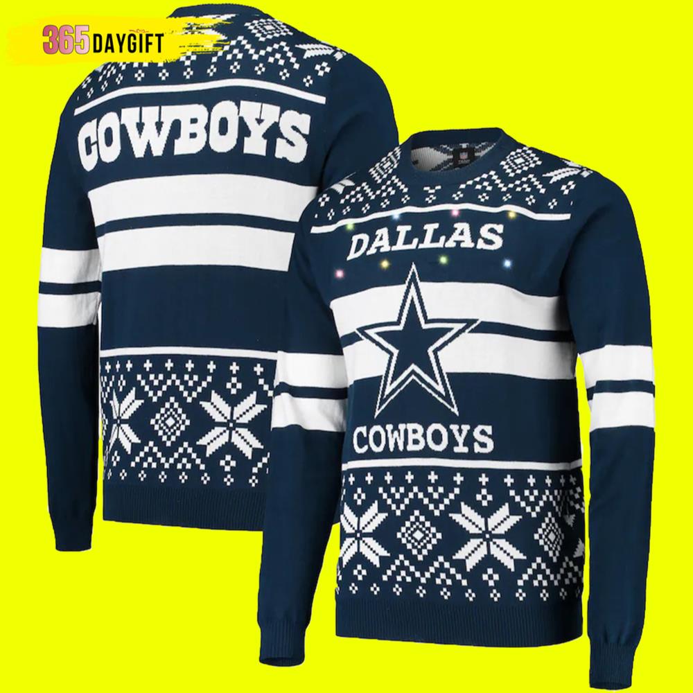 Buy Dallas Cowboys Ugly Christmas Sweater Light Up Ugly Sweater ...