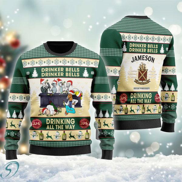 Buy Drinker Bells Jameson Irish Whiskey Ugly Christmas Sweater - HomeFavo