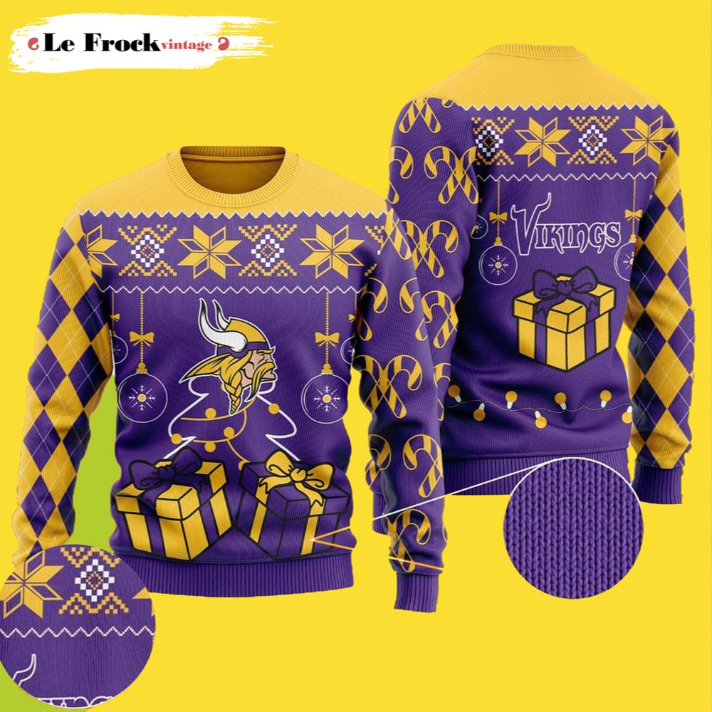 Buy Funny Minnesota Vikings Ugly Christmas Sweater Holiday Xmas Party ...