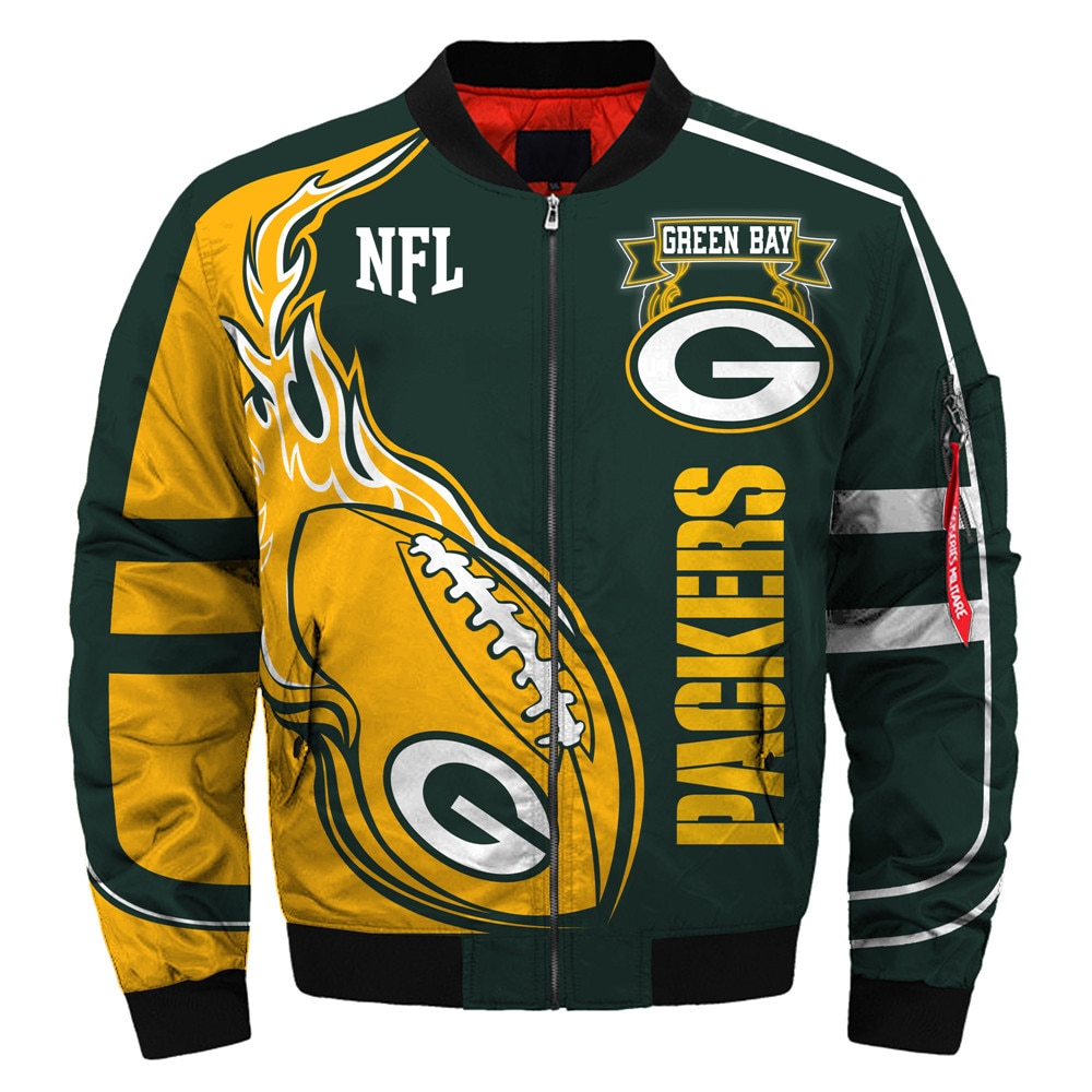 Buy Green Bay Packers bomber jacket winter coat gift for men - HomeFavo
