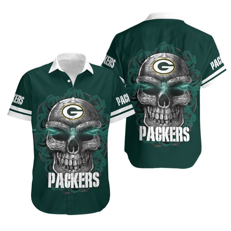 Buy Green Bay Packers Sugar Skull NFL Gift For Fan Hawaiian Graphic Print