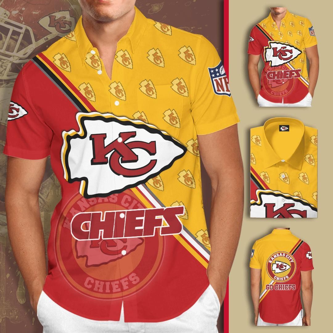 Buy Kansas City Chiefs 4 NFL Gift For Fan Hawaiian Graphic Print Short Sle