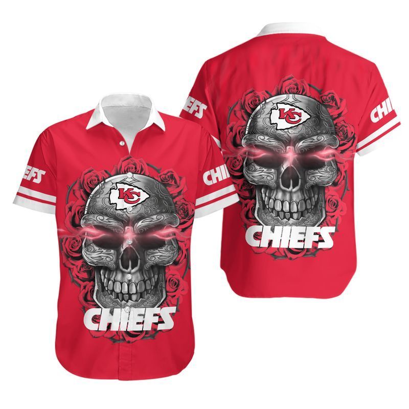 Buy Kansas City Chiefs Sugar Skull NFL Gift For Fan Hawaiian Graphic Print