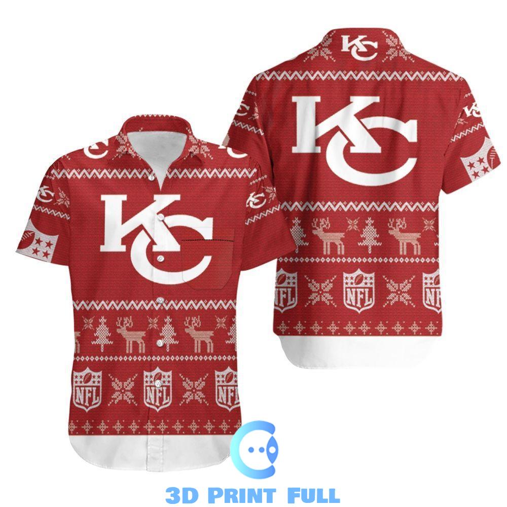 Buy Kansas City Chiefs Ugly Sweatshirt Christmas 3D Hawaiian Shirt