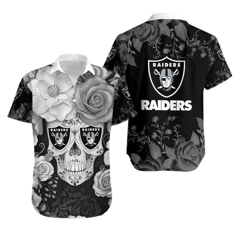 Buy Las Vegas Raiders Skull NFL Gift For Fan Hawaiian Graphic Print Short