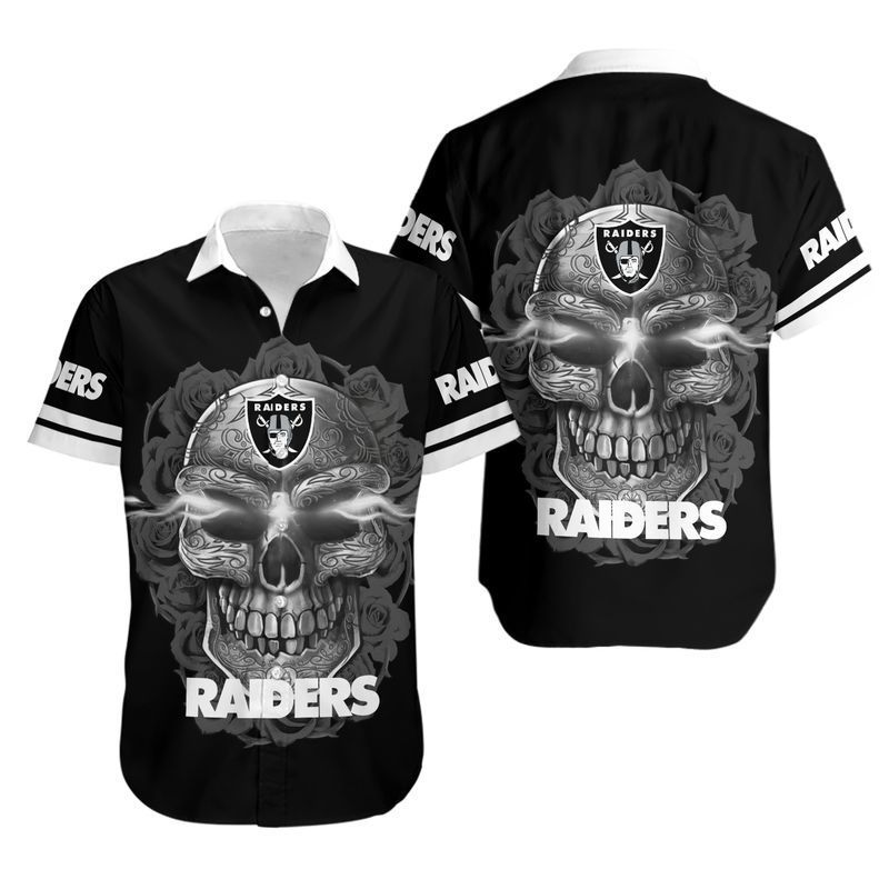 Buy Las Vegas Raiders Sugar Skull NFL Gift For Fan Hawaiian Graphic Print