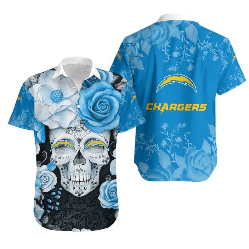 Buy Los Angeles Chargers Skull NFL Gift For Fan Hawaiian Graphic Print