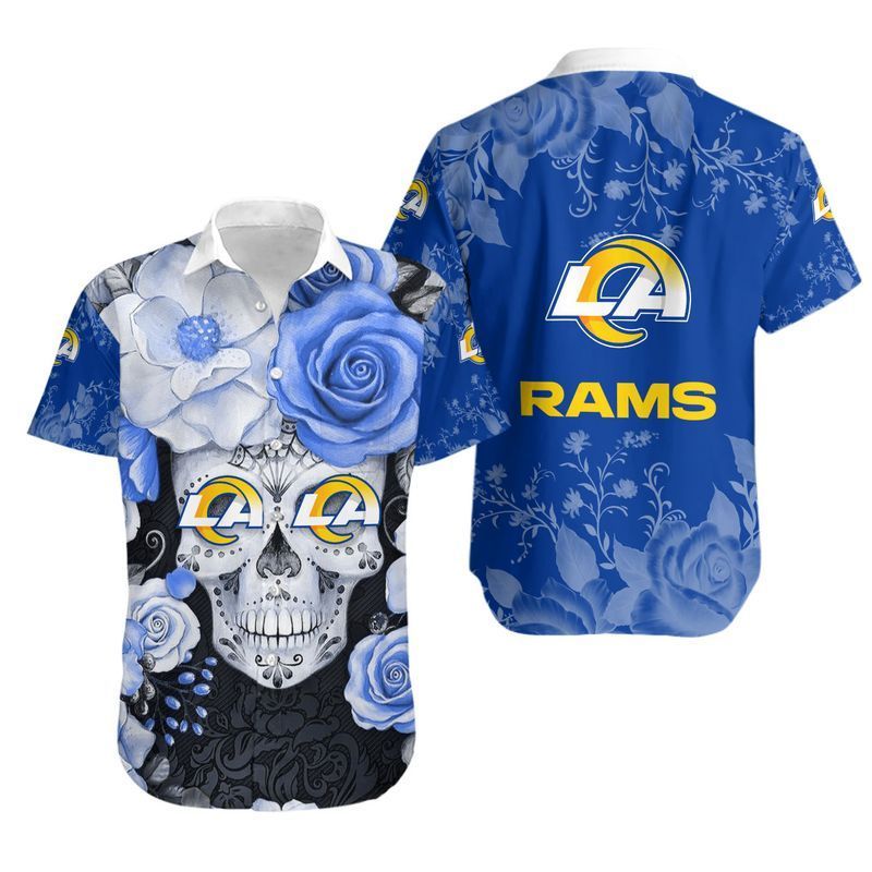 Buy Los Angeles Rams Skull NFL Gift For Fan Hawaiian Graphic Print Short S