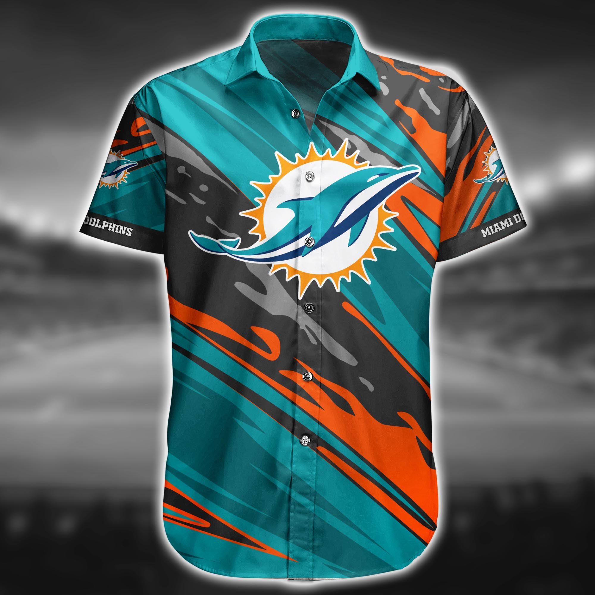 Buy Miami Dolphins Logo Hawaiian Shirt NFL