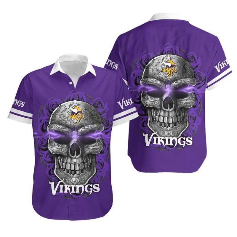 Buy Minnesota Vikings Sugar Skull NFL Gift For Fan Hawaiian Graphic Print