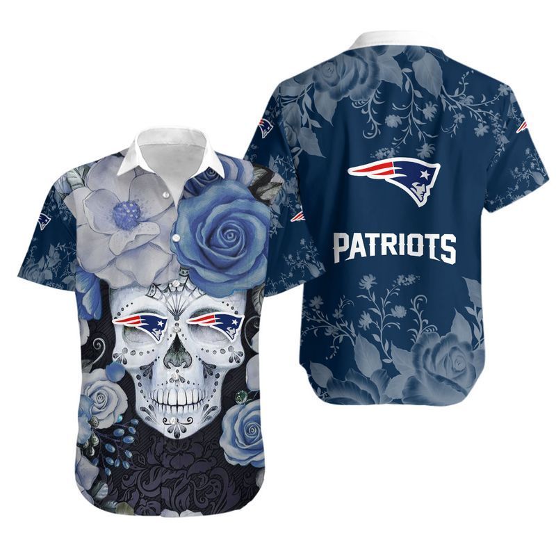 Buy New England Patriots Skull NFL Gift For Fan Hawaiian Graphic Print Sho