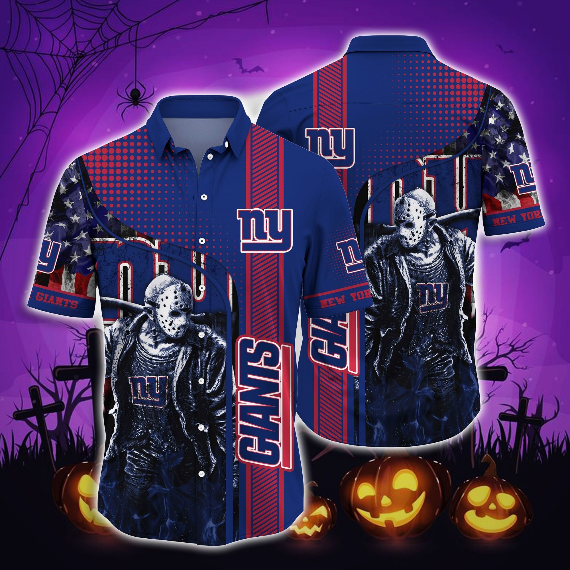 Buy New York Giants Halloween-aloha shirt halloween hawaiian shirts hawaiian shirts for men hawaiian shirts for women