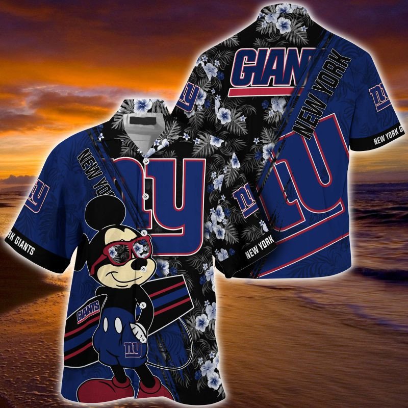 Buy New York Giants NFL Summer Hawaiian Shirt Mickey And Floral Pattern