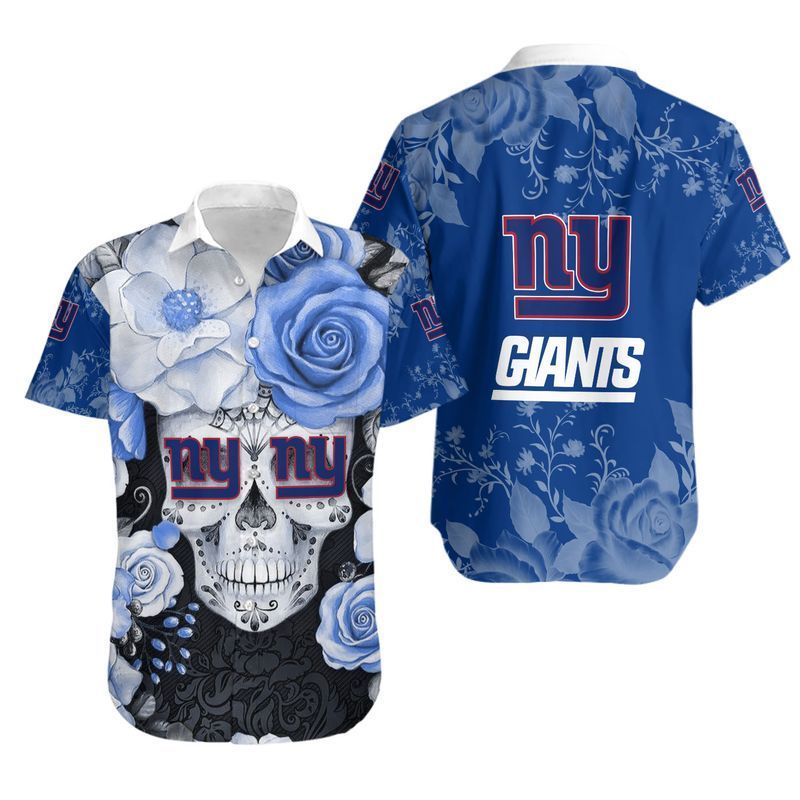 Buy New York Giants Skull NFL Gift For Fan Hawaiian Graphic Print Short Sl