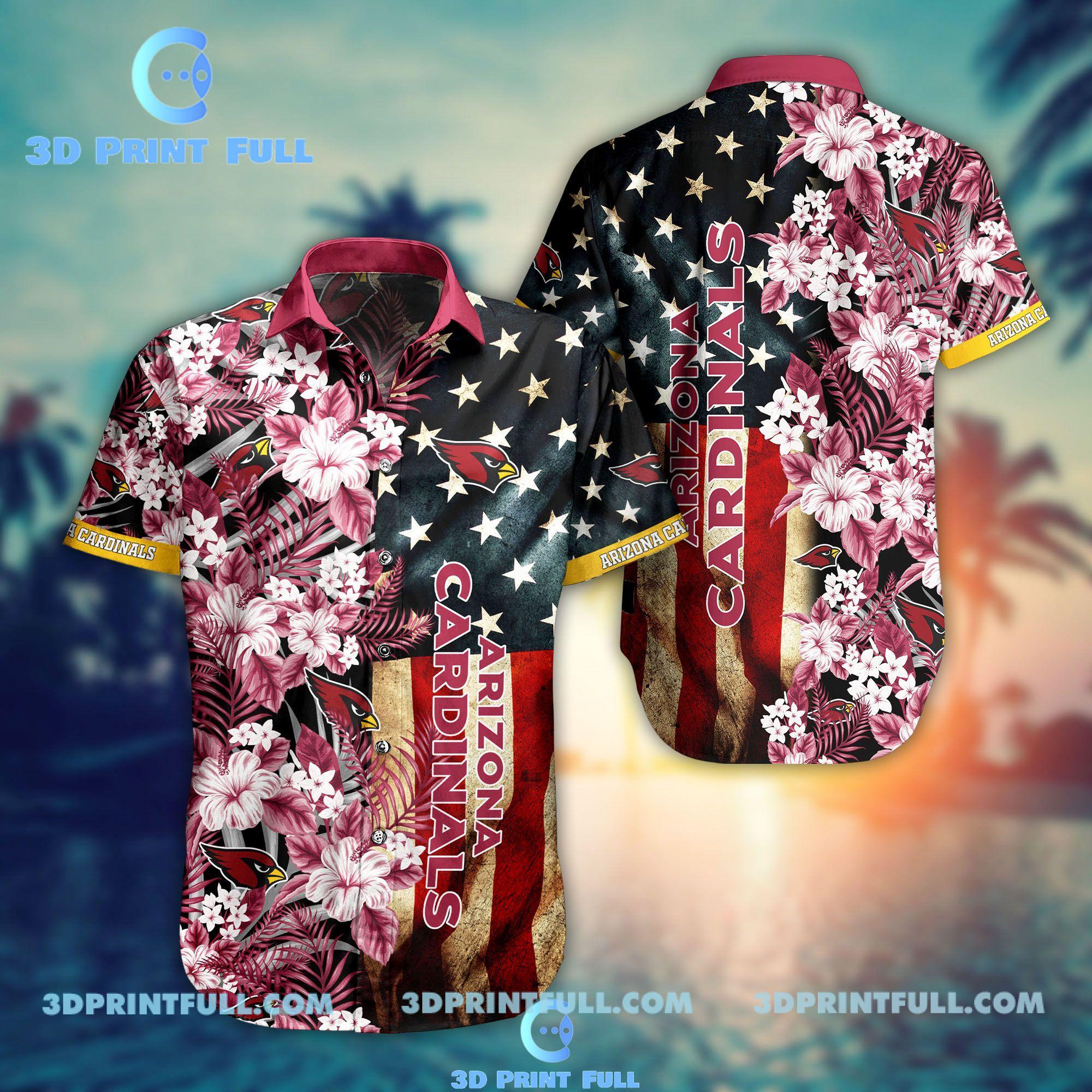 Buy NFL Arizona Cardinals Hawaiian Shirt Flag Flower