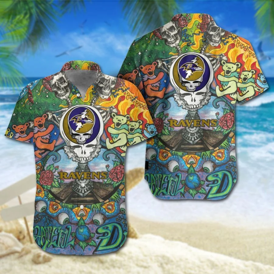 Buy NFL Baltimore Ravens Grateful Dead Hawaiian Shirt And Shorts