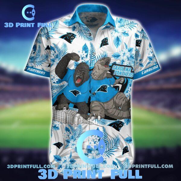 Buy NFL Carolina Panthers Hawaiian Shirt Short Kingkong Godzilla