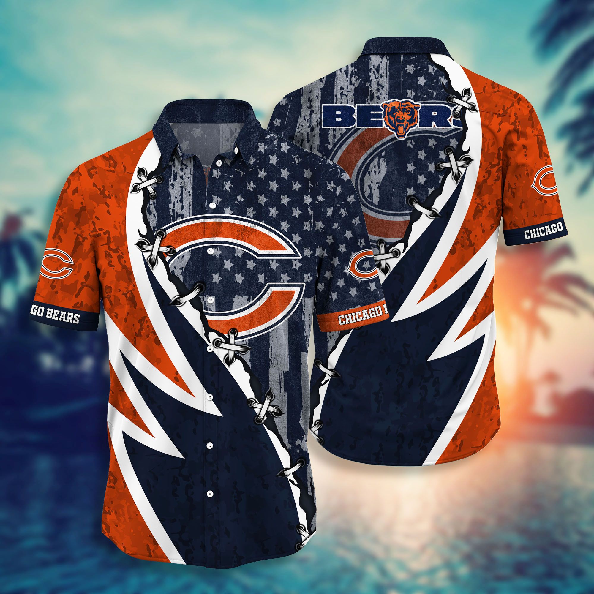 Buy NFL Chicago Bears Hawaiian Shirt Short Style Hot Trending