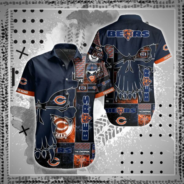 Buy NFL Chicago Bears Hawaiian Style Shirt Short SKull 3D