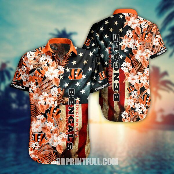 Buy NFL Cincinnati Bengals Hawaiian Shirt Flag Flower