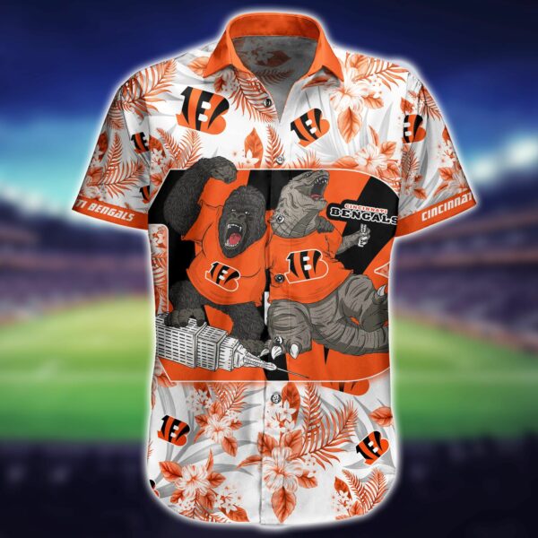 Buy NFL Cincinnati Bengals Hawaiian Shirt Short Kingkong Godzilla