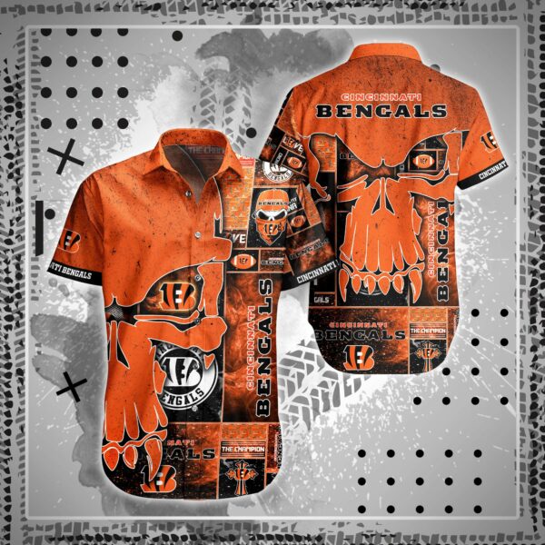 Buy NFL Cincinnati Bengals Hawaiian Shirt Short Skull 3D