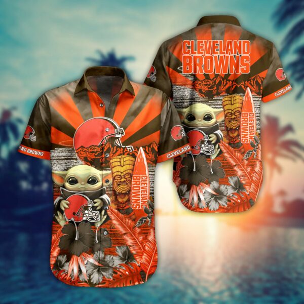 Buy NFL Cleveland Browns Hawaiian Shirt Baby Yoda Style