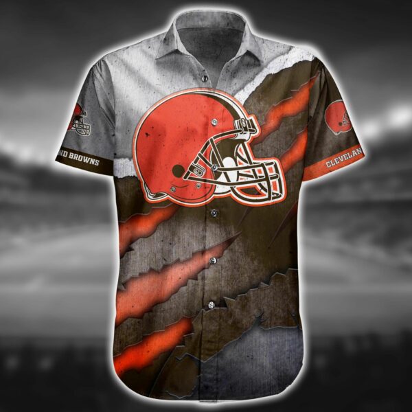 Buy NFL Cleveland Browns Hawaiian Shirt Short For Fans 02