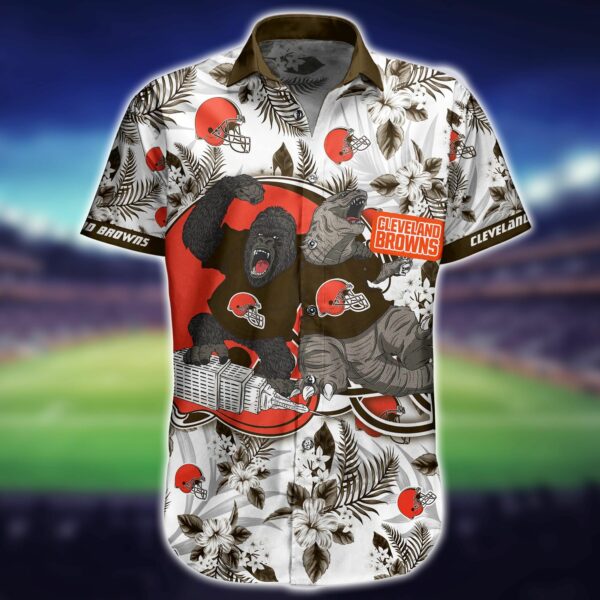 Buy NFL Cleveland Browns Hawaiian Shirt Short Kingkong Godzilla