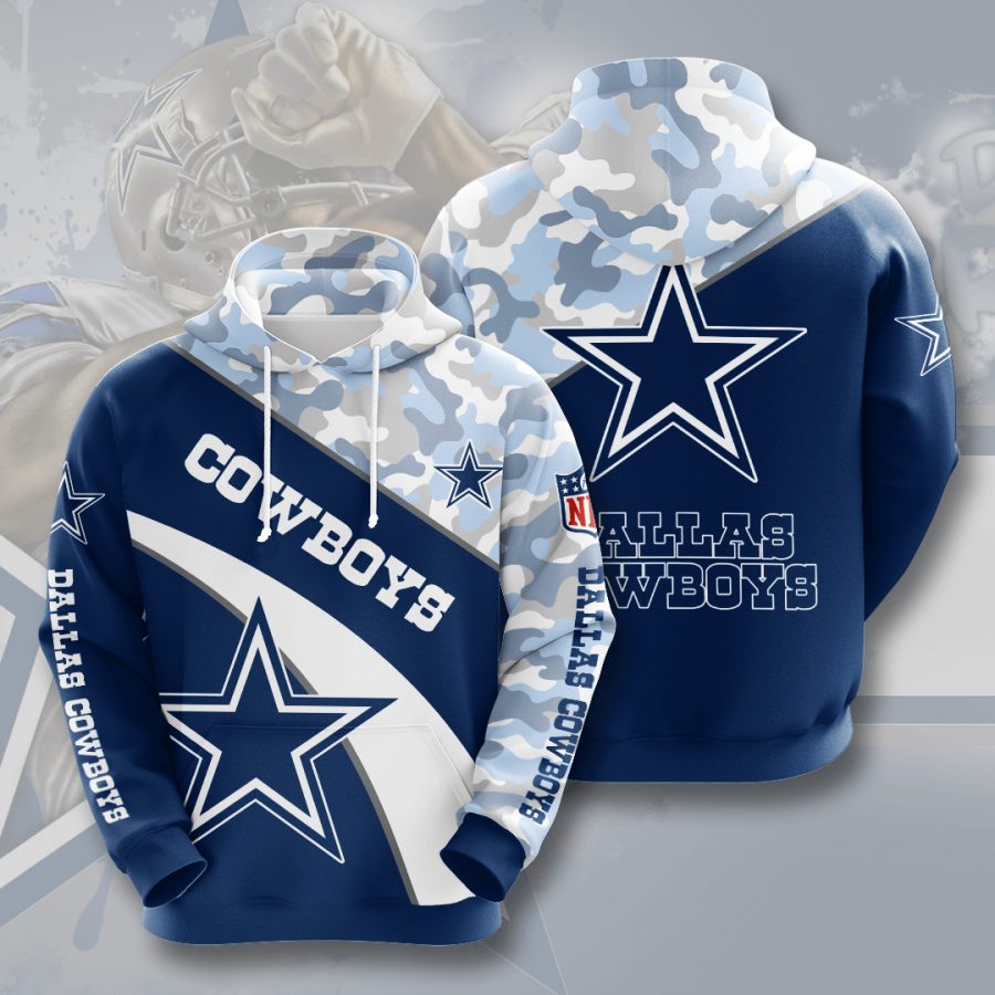 Buy NFL Dallas Cowboys Blue Silver Camo Pullover Hoodie - HomeFavo