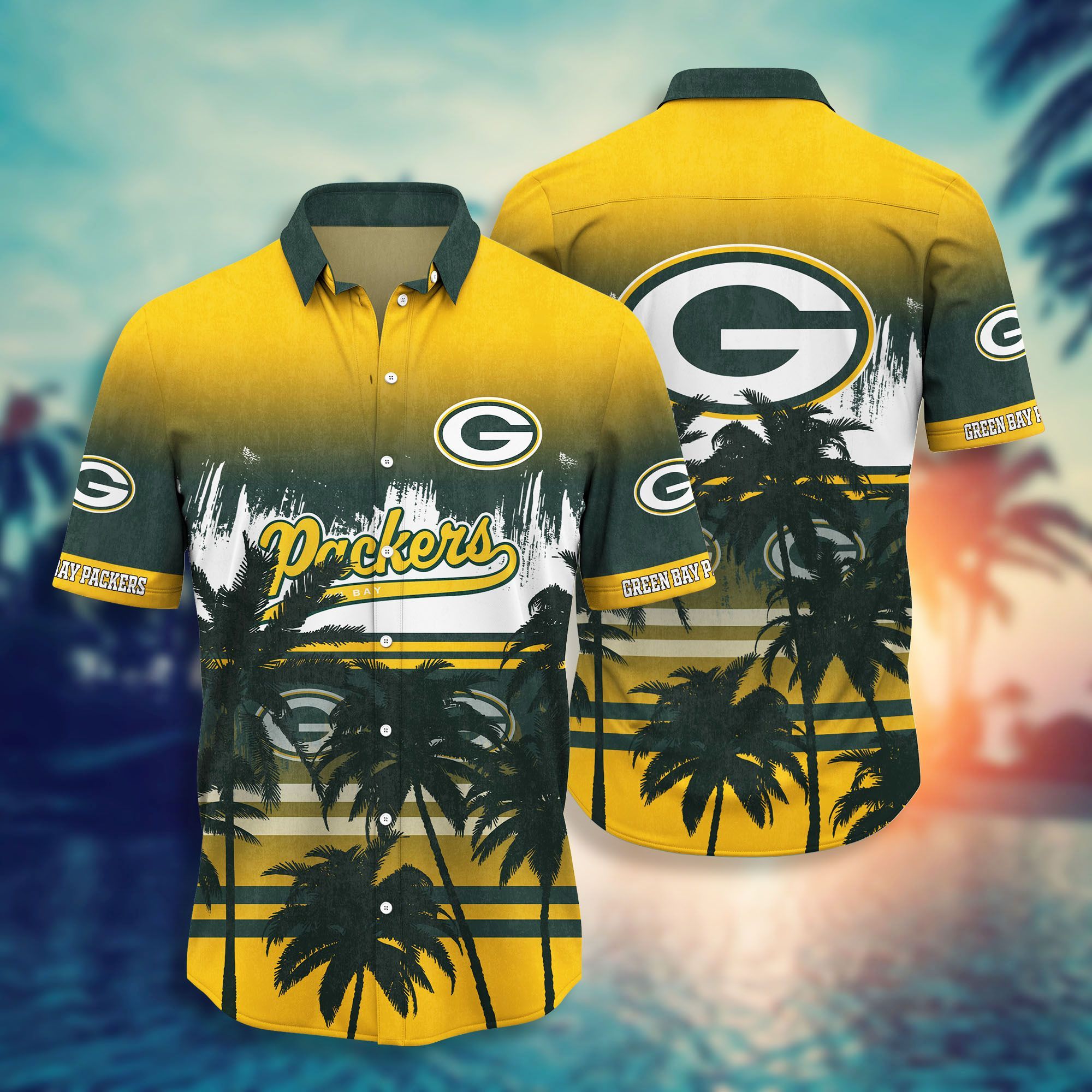 Buy NFL Green Bay Packers Coconut Island Hawaiian shirt  short