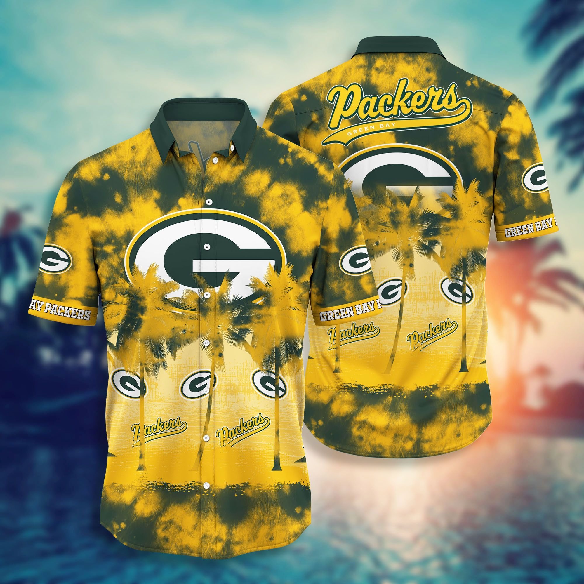 Buy NFL Green Bay Packers logo Hawaiian shirt  short