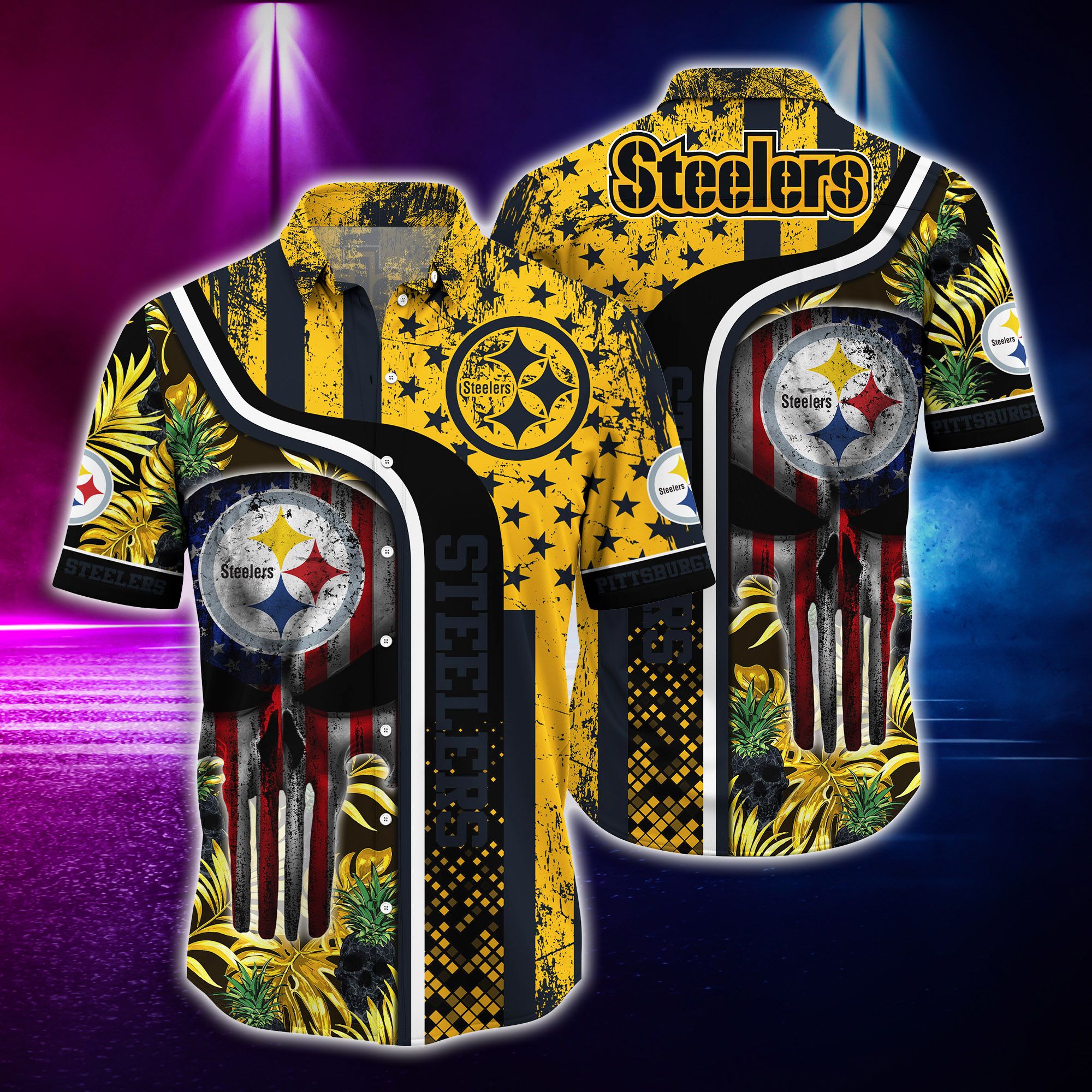 Buy NFL Hawaiian Shirt Pittsburgh Steelers and T-shirt skull