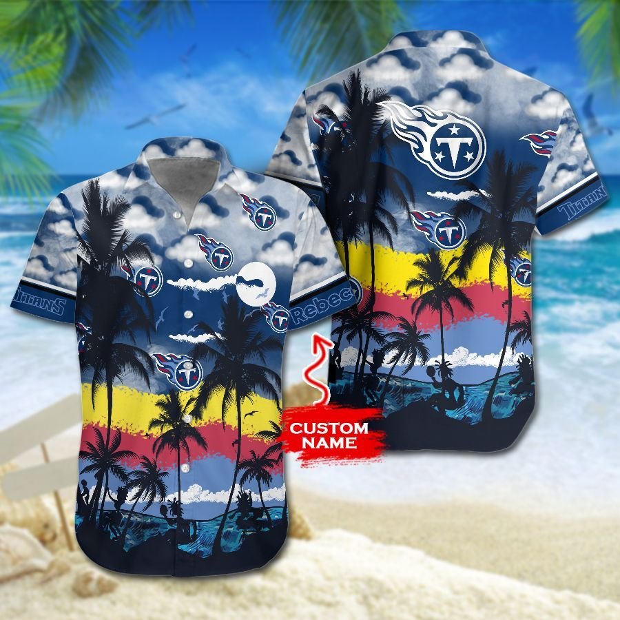 Buy NFL Tennessee Titans Hawaiian Shirt And Shorts - Premium Hawaiian Shirts - Custom Name Hawaiian Shirts M2RTT1140