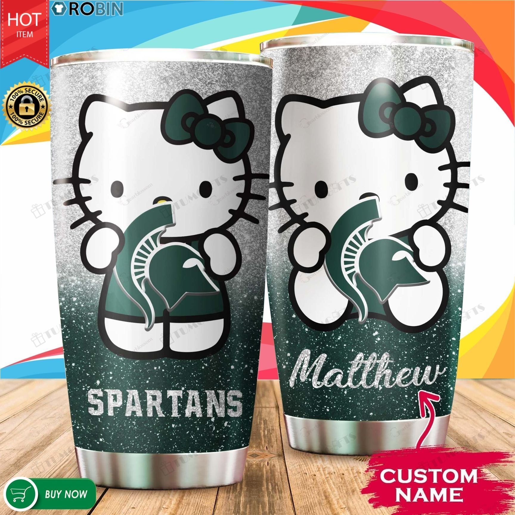 Personalized Hello Kitty Hug Michigan State Spartans Custom Stainless ...