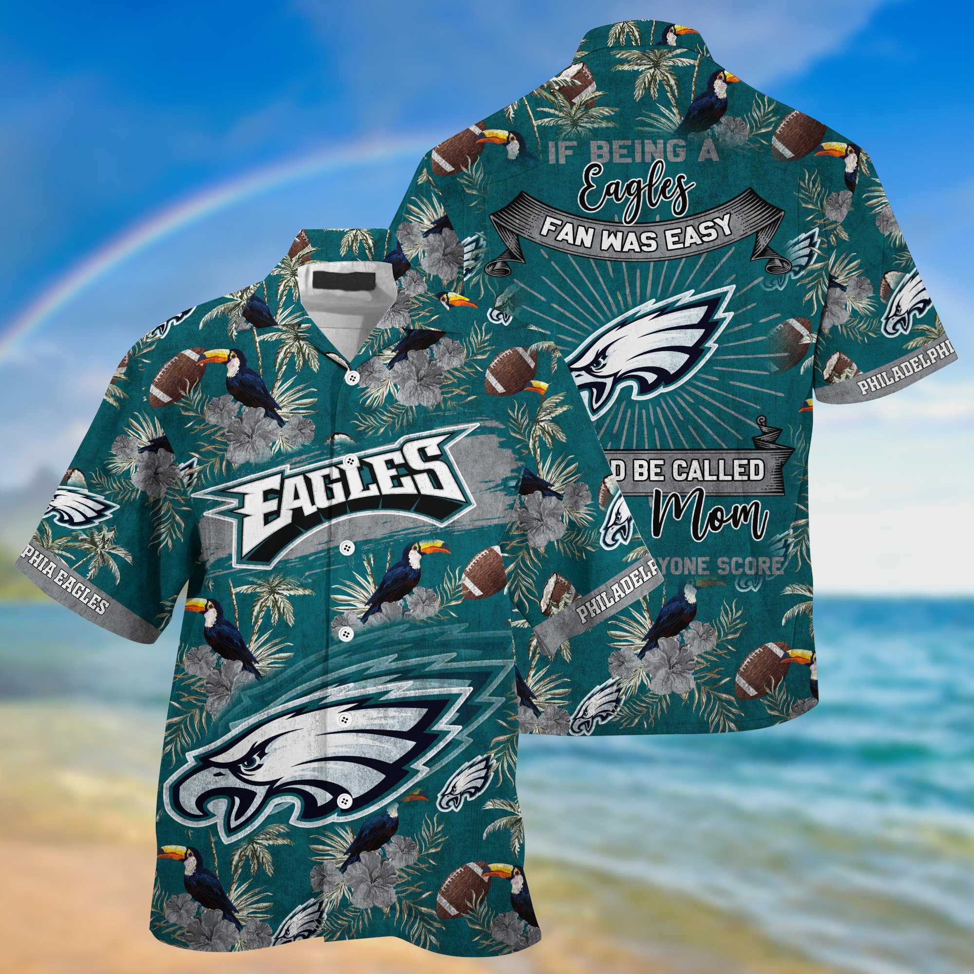 Buy Philadelphia Eagles NFL Summer Hawaiian Shirt And Shorts Sporty Mom Lets Everyone Score