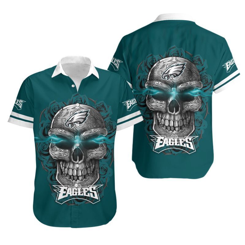 Buy Philadelphia Eagles Sugar Skull NFL Gift For Fan Hawaiian Graphic Prin