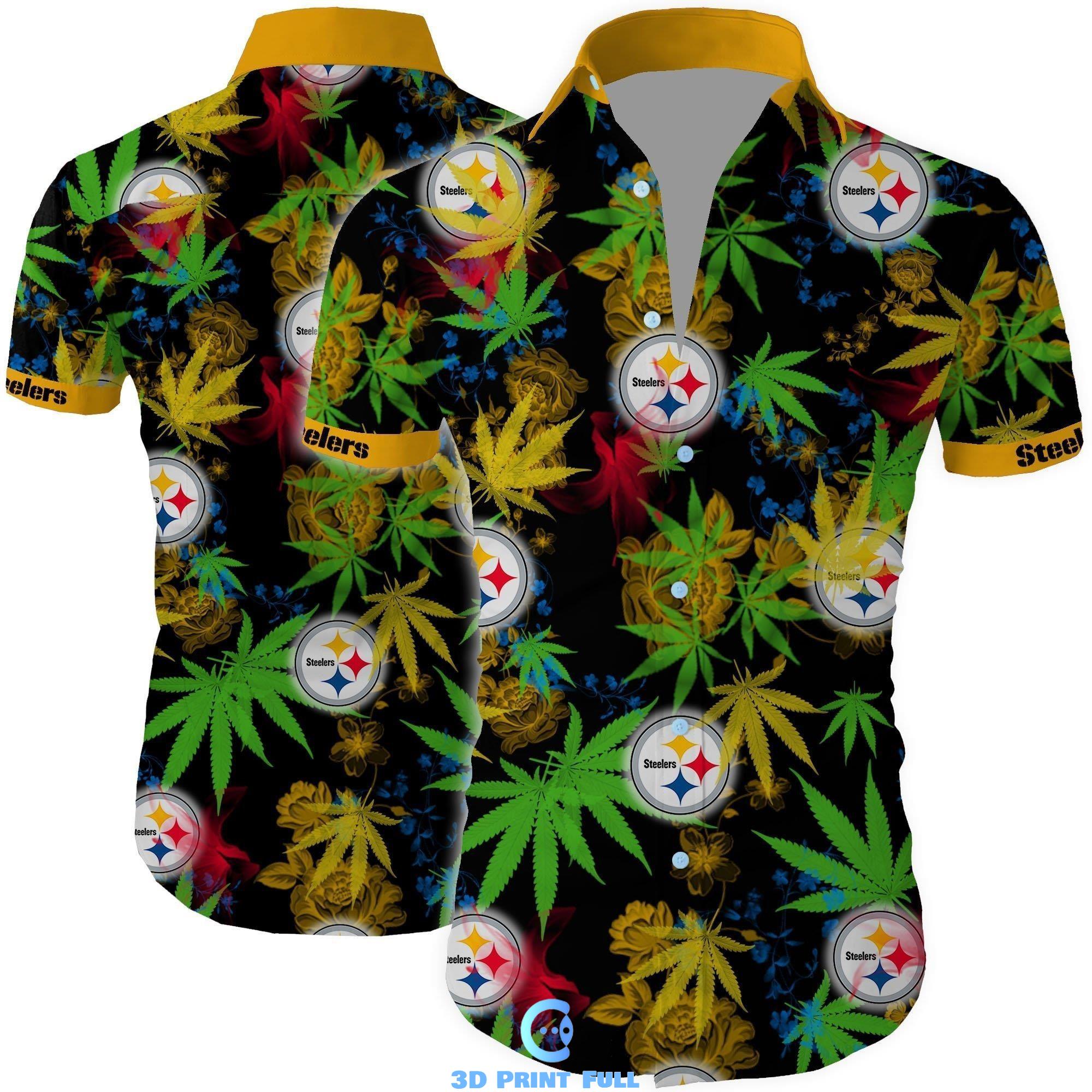 Buy Pittsburgh steelers cannabis all over printed Hawaiian Shirts