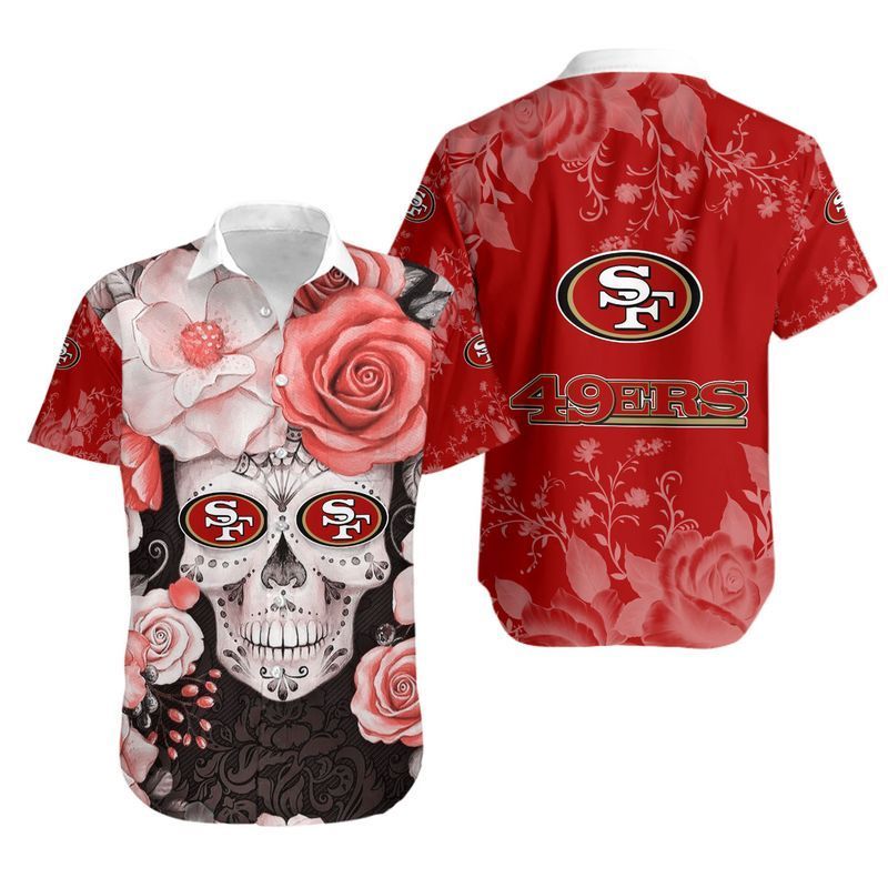 Buy San Francisco 49ers Skull NFL Gift For Fan Hawaiian Graphic Print Shor