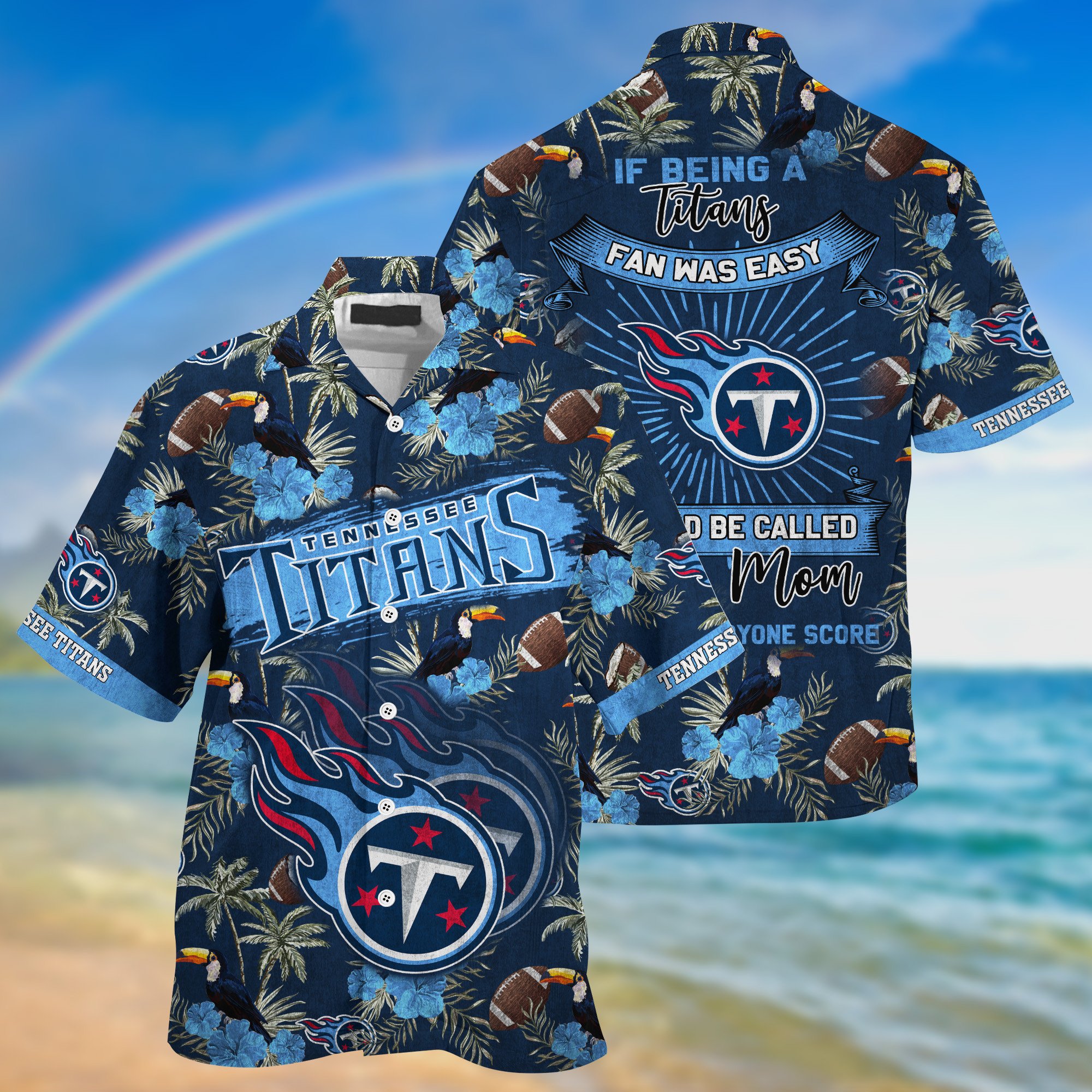 Buy Tennessee Titans NFL Summer Hawaiian Shirt And Shorts Sporty Mom Lets Everyone Score