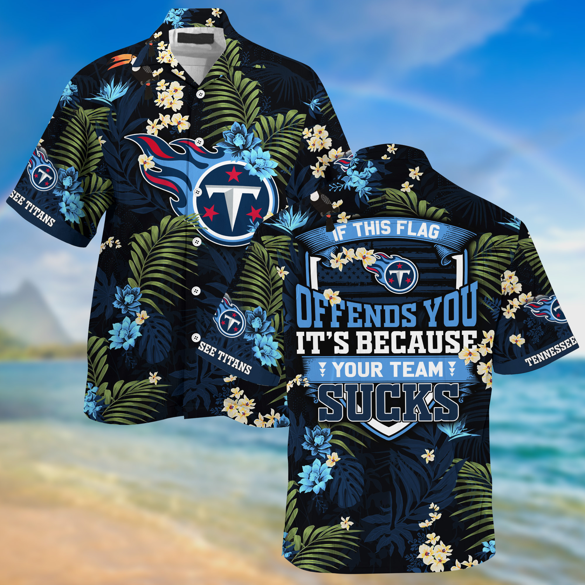 Buy Tennessee Titans NFL Summer Hawaiian Shirt And Shorts With Tropical Patterns